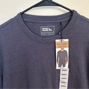 NWT Eddie Bauer Men's Long Sleeve Blue Crew Neck Shirt Size Small